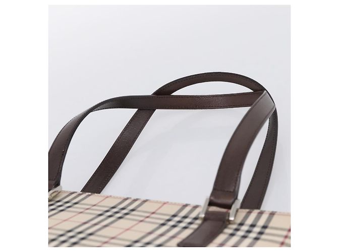 Borsa a mano BURBERRY Nova Check Canvas Beige Silver Auth 202135 Argento - vista 8