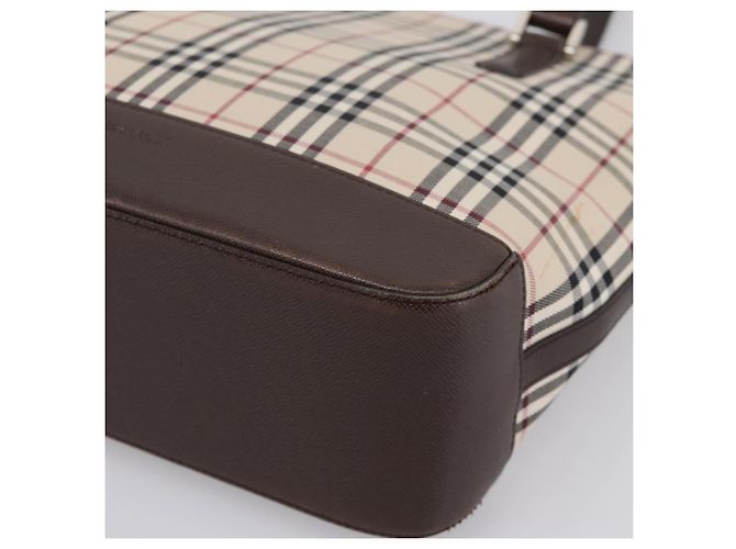 Borsa a mano BURBERRY Nova Check Canvas Beige Silver Auth 202135 Argento - vista 9