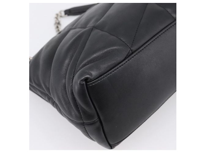 Borsa a tracolla SAINT LAURENT Lulu Puffer con catena in pelle nera e argento Auth ka5996SAM Nero - vista 16