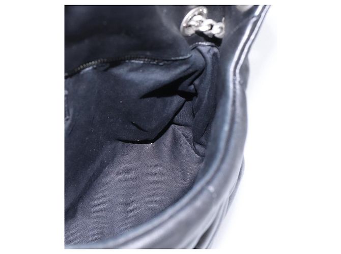 Borsa a tracolla SAINT LAURENT Lulu Puffer con catena in pelle nera e argento Auth ka5996SAM Nero - vista 19