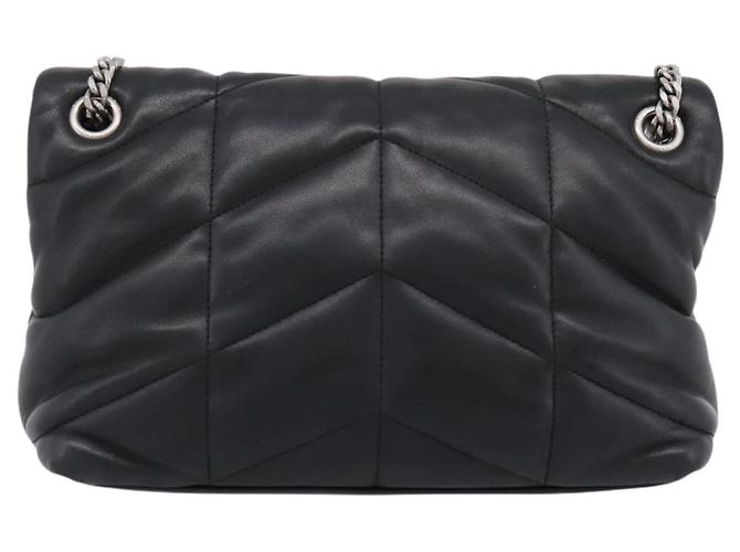 Borsa a tracolla SAINT LAURENT Lulu Puffer con catena in pelle nera e argento Auth ka5996SAM Nero - vista 2