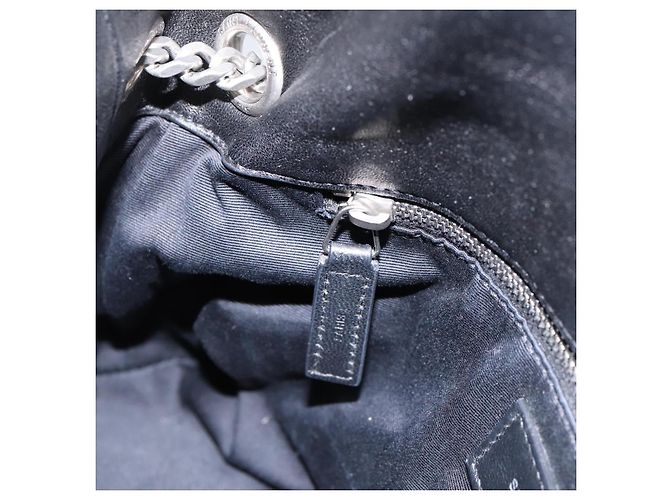 Borsa a tracolla SAINT LAURENT Lulu Puffer con catena in pelle nera e argento Auth ka5996SAM Nero - vista 21
