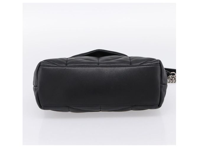 Borsa a tracolla SAINT LAURENT Lulu Puffer con catena in pelle nera e argento Auth ka5996SAM Nero - vista 5