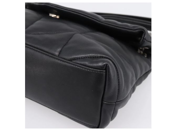 Borsa a tracolla SAINT LAURENT Lulu Puffer con catena in pelle nera e argento Auth ka5996SAM Nero - vista 9