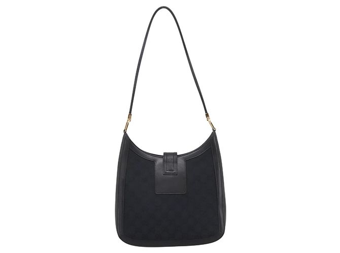 GUCCI GG Canvas Schultertasche Schwarz Gold 001 4142 Auth 201947A Golden - Ansicht 2
