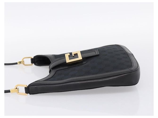 GUCCI GG Canvas Schultertasche Schwarz Gold 001 4142 Auth 201947A Golden - Ansicht 3