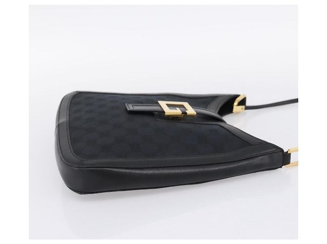 GUCCI GG Canvas Schultertasche Schwarz Gold 001 4142 Auth 201947A Golden - Ansicht 4