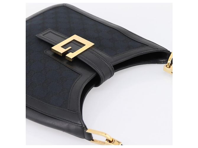 GUCCI GG Canvas Schultertasche Schwarz Gold 001 4142 Auth 201947A Golden - Ansicht 6