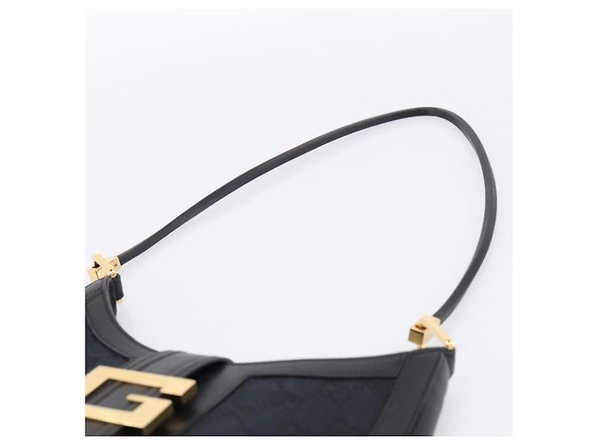 GUCCI GG Canvas Schultertasche Schwarz Gold 001 4142 Auth 201947A Golden - Ansicht 8