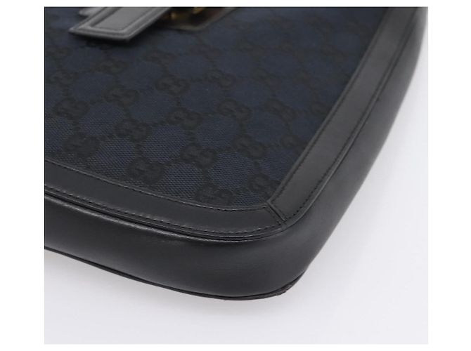 GUCCI GG Canvas Schultertasche Schwarz Gold 001 4142 Auth 201947A Golden - Ansicht 9