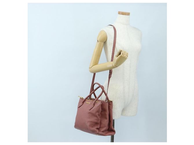 Borsa a mano Miu Miu in pelle 2way Rosa Oro Auth 199193V D'oro - vista 34