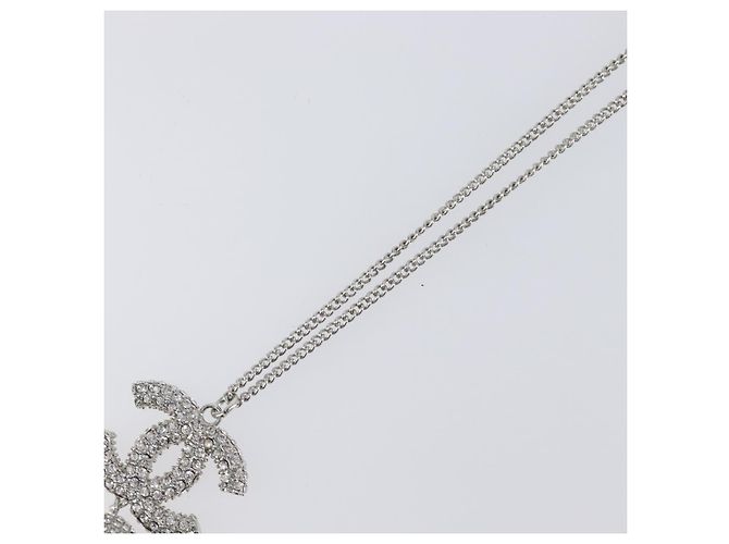 Collana CHANEL Strass metallo Silver CC Auth 199879M Argento - vista 12
