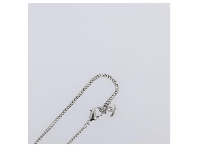 Collana CHANEL Strass metallo Silver CC Auth 199879M Argento - vista 16