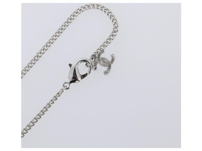 Collana CHANEL Strass metallo Silver CC Auth 199879M Argento - vista 17