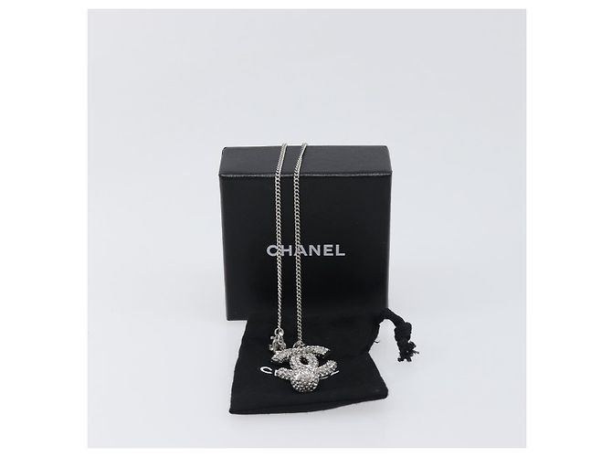 Collana CHANEL Strass metallo Silver CC Auth 199879M Argento - vista 18