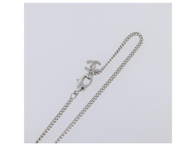 Collana CHANEL Strass metallo Silver CC Auth 199879M Argento - vista 8
