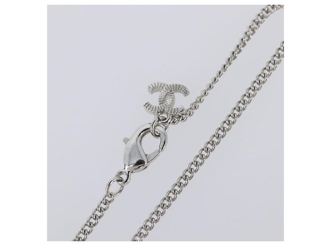 Collana CHANEL Strass metallo Silver CC Auth 199879M Argento - vista 9