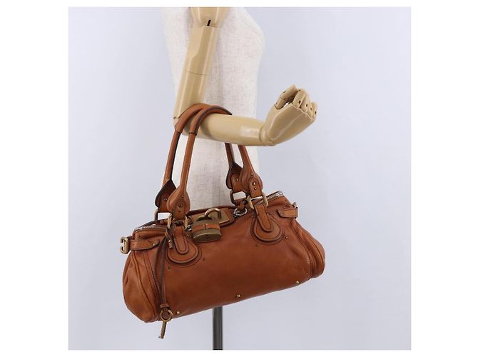 Chloé Bolso Chloe Paddington de cuero marrón oro plata auténtico ki6775M Castaño Dorado - vista 26