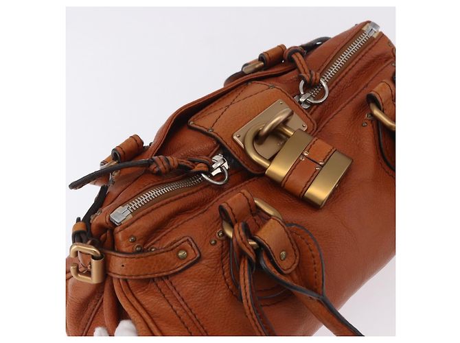Chloé Bolso Chloe Paddington de cuero marrón oro plata auténtico ki6775M Castaño Dorado - vista 6