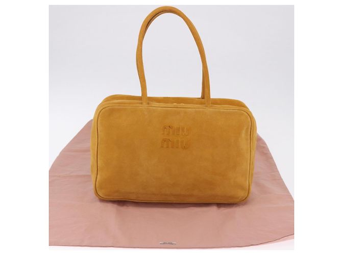 Borsa a tracolla Miu Miu Beau in camoscio Yellow Gold Auth ka5957SAM D'oro Giallo - vista 12