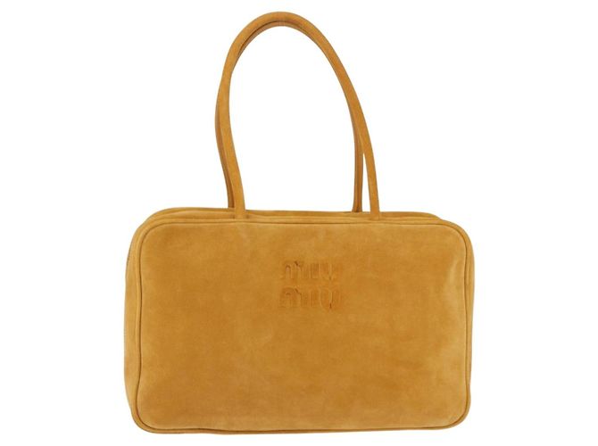 Borsa a tracolla Miu Miu Beau in camoscio Yellow Gold Auth ka5957SAM D'oro Giallo - vista 13
