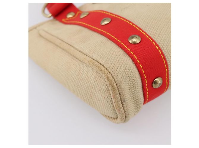 Borsa a mano LOUIS VUITTON Antigua Cabas PM Rosso Beige M40038 LV Auth ka5953 - vista 14