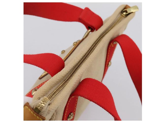 Borsa a mano LOUIS VUITTON Antigua Cabas PM Rosso Beige M40038 LV Auth ka5953 - vista 6