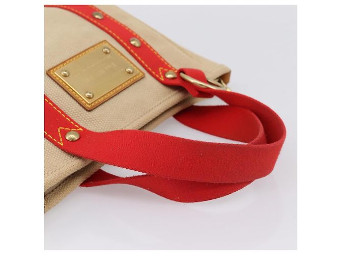 Borsa a mano LOUIS VUITTON Antigua Cabas PM Rosso Beige M40038 LV Auth ka5953 - vista 7