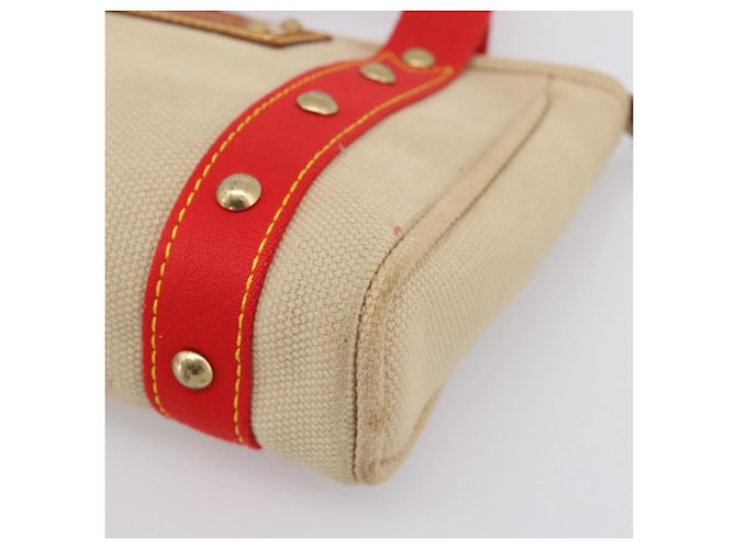 Borsa a mano LOUIS VUITTON Antigua Cabas PM Rosso Beige M40038 LV Auth ka5953 - vista 9