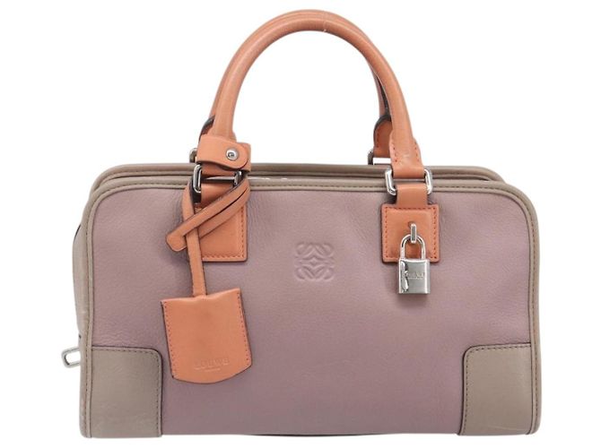 LOEWE Amazona 28 Handtasche Leder Rosa Silber Authentisch 200805V Pink - Ansicht 13