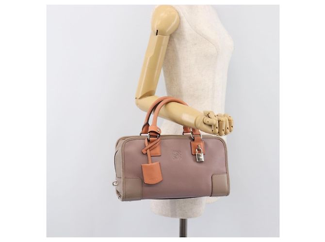 LOEWE Amazona 28 Handtasche Leder Rosa Silber Authentisch 200805V Pink - Ansicht 27