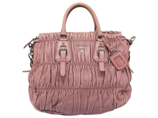 Borsa a mano PRADA in pelle 2way Rosa Argento Auth 197673 - vista 13