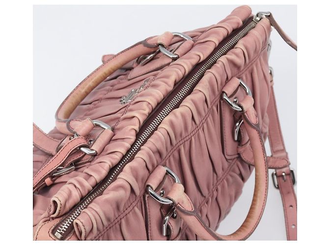 Borsa a mano PRADA in pelle 2way Rosa Argento Auth 197673 - vista 14