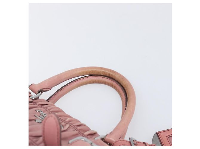 Borsa a mano PRADA in pelle 2way Rosa Argento Auth 197673 - vista 15