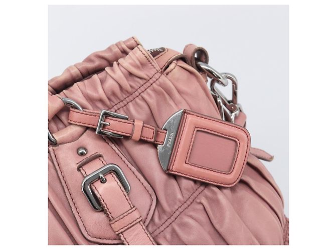Borsa a mano PRADA in pelle 2way Rosa Argento Auth 197673 - vista 21