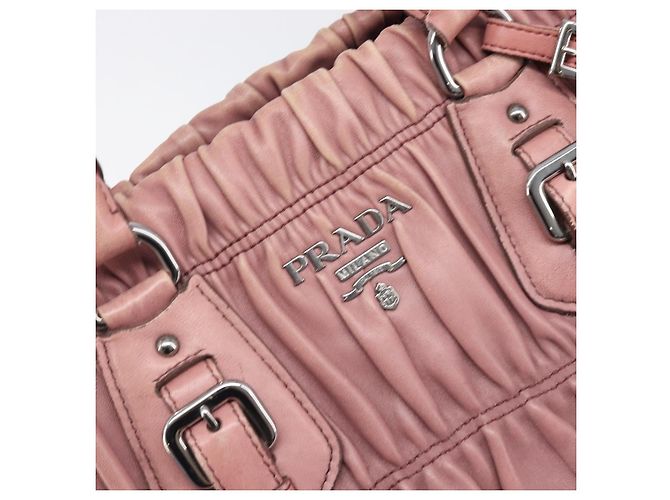 Borsa a mano PRADA in pelle 2way Rosa Argento Auth 197673 - vista 22