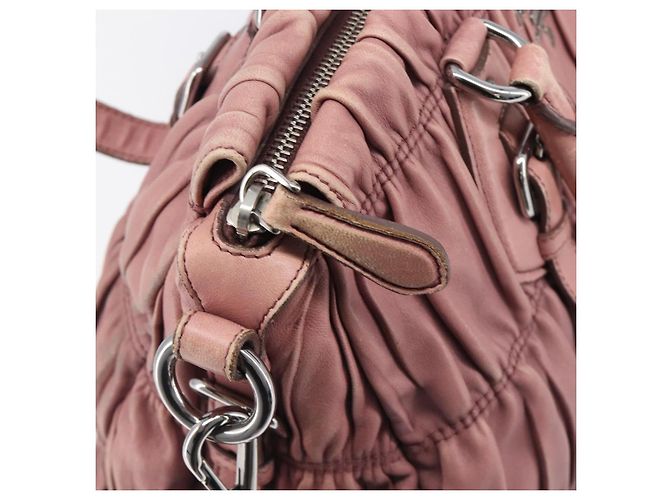 Borsa a mano PRADA in pelle 2way Rosa Argento Auth 197673 - vista 23