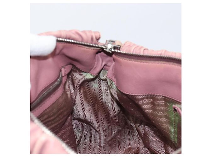 Borsa a mano PRADA in pelle 2way Rosa Argento Auth 197673 - vista 25