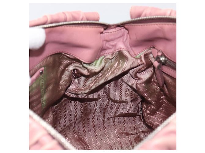 Borsa a mano PRADA in pelle 2way Rosa Argento Auth 197673 - vista 26