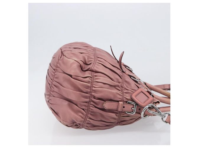 Borsa a mano PRADA in pelle 2way Rosa Argento Auth 197673 - vista 3