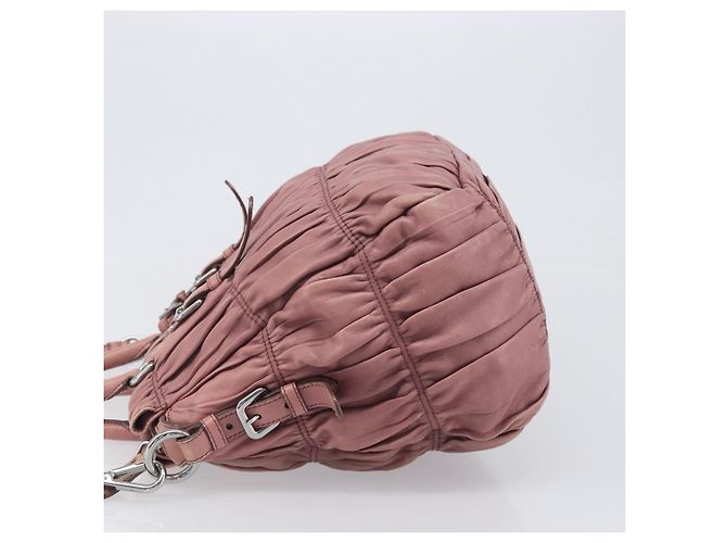 Borsa a mano PRADA in pelle 2way Rosa Argento Auth 197673 - vista 4