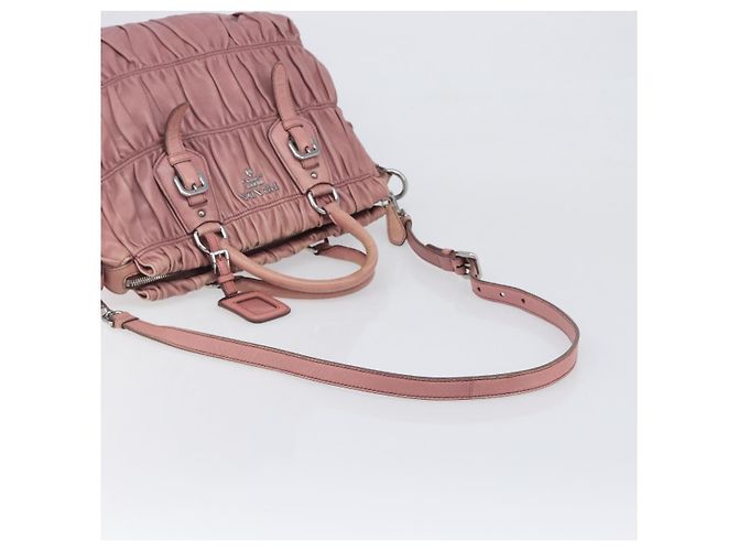 Borsa a mano PRADA in pelle 2way Rosa Argento Auth 197673 - vista 7
