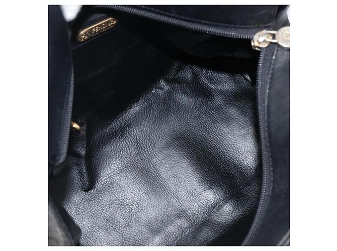 Borsa a mano FENDI Macaroni in pelle nera e oro Auth 199827 Nero D'oro - vista 11