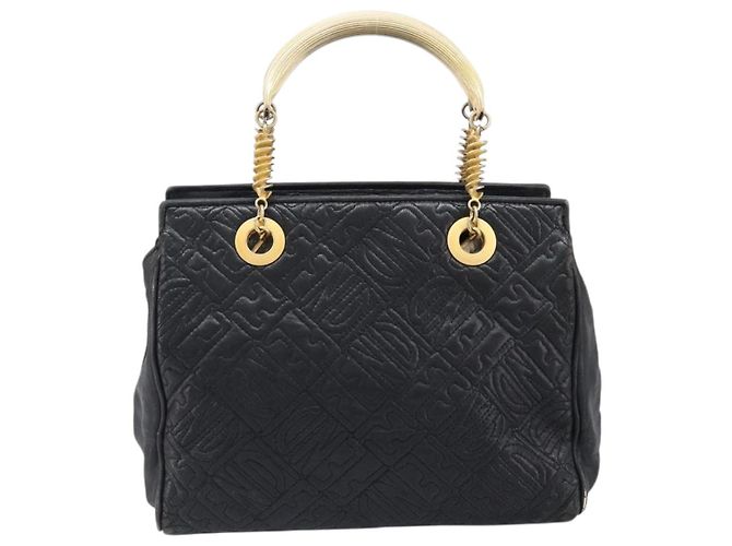 Borsa a mano FENDI Macaroni in pelle nera e oro Auth 199827 Nero D'oro - vista 13