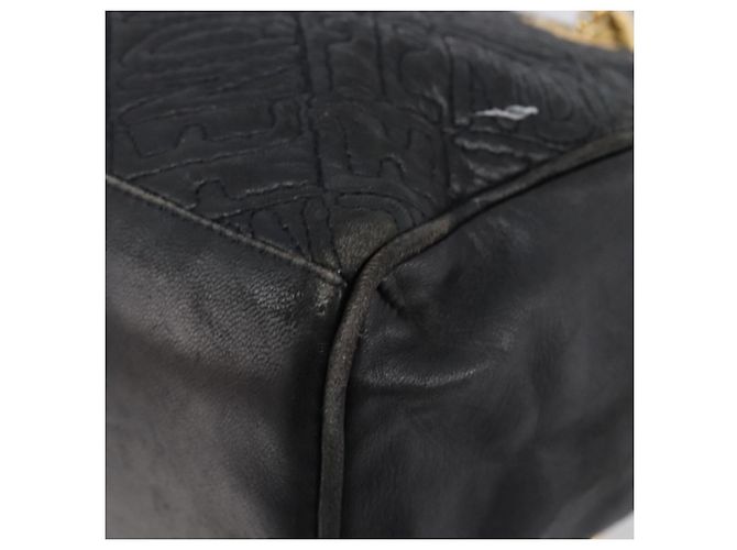Borsa a mano FENDI Macaroni in pelle nera e oro Auth 199827 Nero D'oro - vista 15