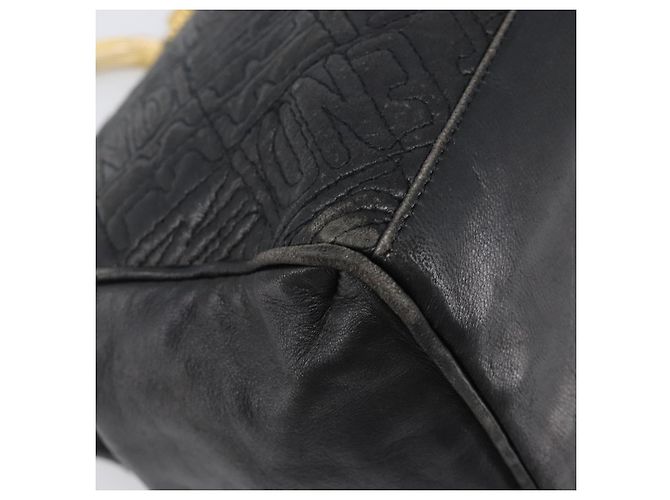 Borsa a mano FENDI Macaroni in pelle nera e oro Auth 199827 Nero D'oro - vista 16