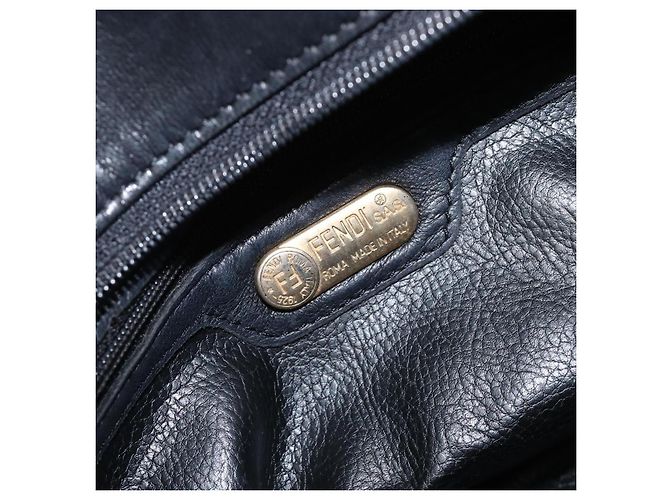 Borsa a mano FENDI Macaroni in pelle nera e oro Auth 199827 Nero D'oro - vista 17