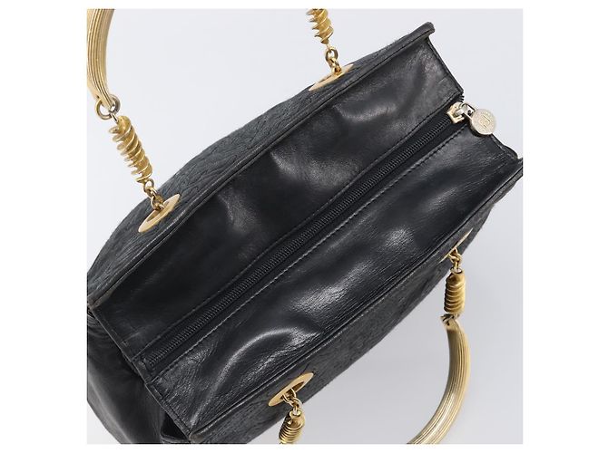Borsa a mano FENDI Macaroni in pelle nera e oro Auth 199827 Nero D'oro - vista 6
