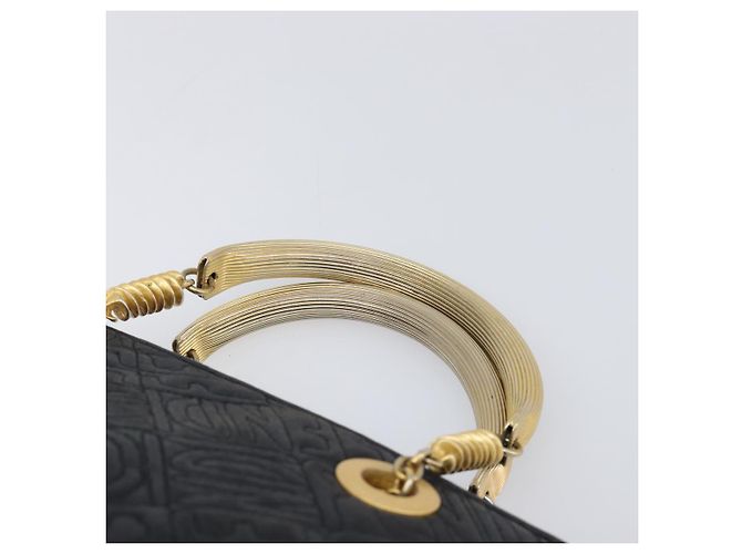 Borsa a mano FENDI Macaroni in pelle nera e oro Auth 199827 Nero D'oro - vista 8
