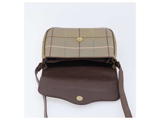 Borsa a tracolla Burberrys Nova Check Canvas Beige Gold Auth ka6035 D'oro - vista 10